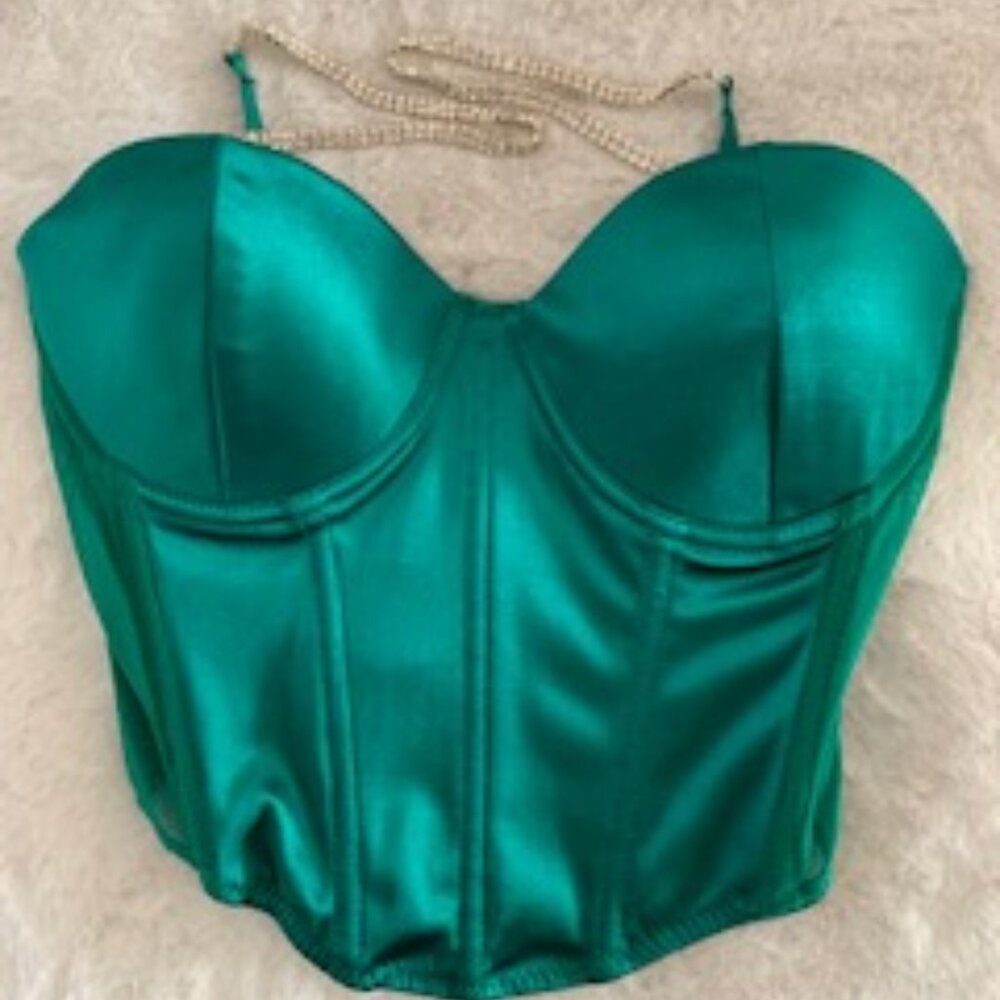 Forever 21 Corset Top/Bustier Top with Rhinestone Straps (New!)
